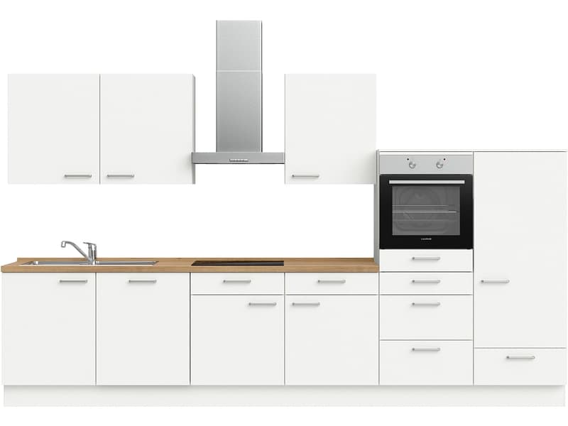 Komplette Küche mit Elektrogeräten MODUSET TOUCH CLASSIC Alpinweiß 60x360cm