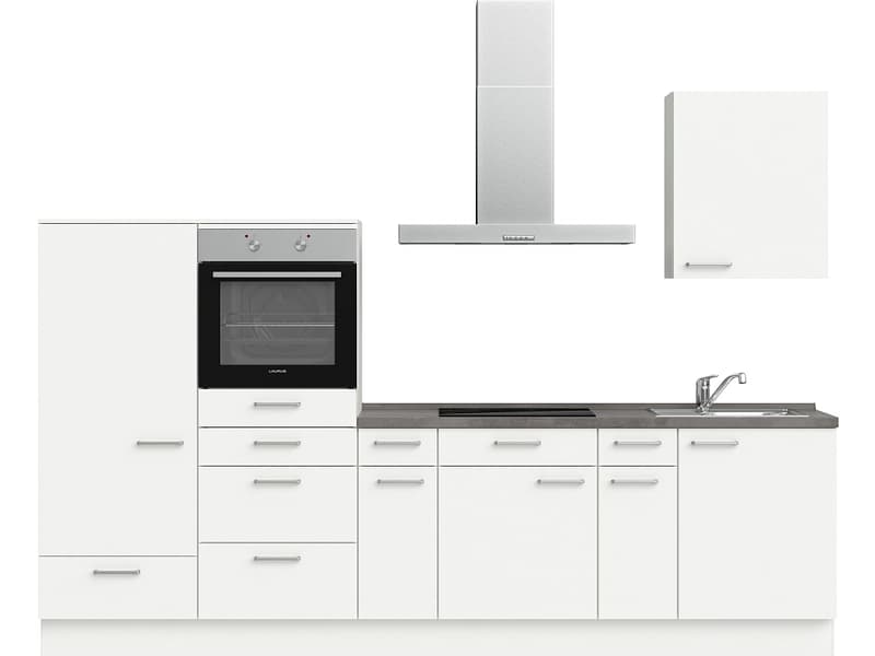 Komplette Küche mit Elektrogeräten MODUSET TOUCH CLASSIC Alpinweiß 60x300cm