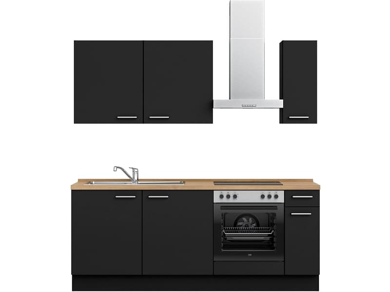 Komplette Küche mit Elektrogeräten MODUSET TOUCH CLASSIC Schwarz 60x210cm