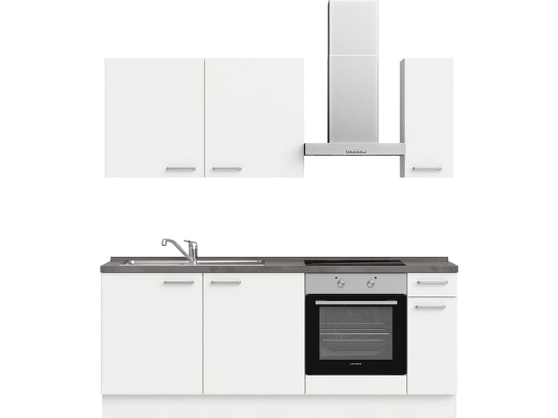 Komplette Küche mit Elektrogeräten MODUSET TOUCH CLASSIC Alpinweiß 60x210cm