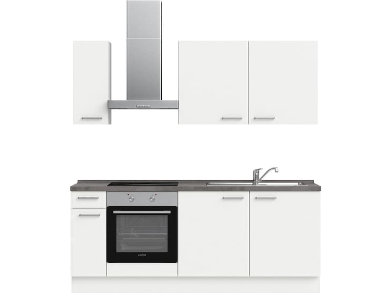 Komplette Küche mit Elektrogeräten MODUSET TOUCH CLASSIC Alpinweiß 60x210cm