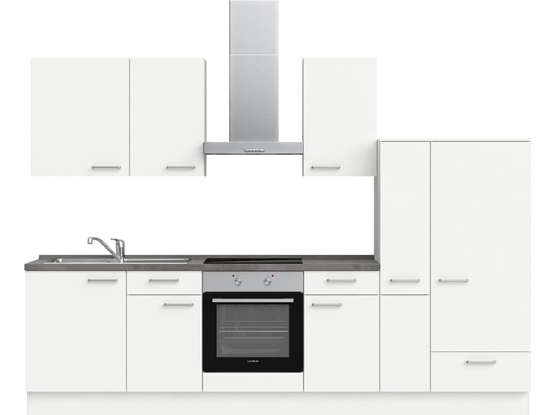 Komplette Küche mit Elektrogeräten MODUSET TOUCH CLASSIC Alpinweiß 60x300cm