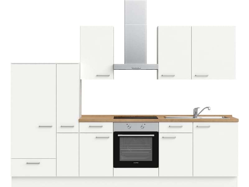 Komplette Küche mit Elektrogeräten MODUSET TOUCH CLASSIC Alpinweiß 60x300cm