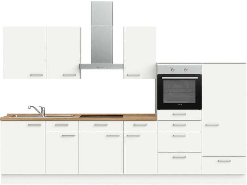 Komplette Küche mit Elektrogeräten MODUSET TOUCH CLASSIC Alpinweiß 60x330cm