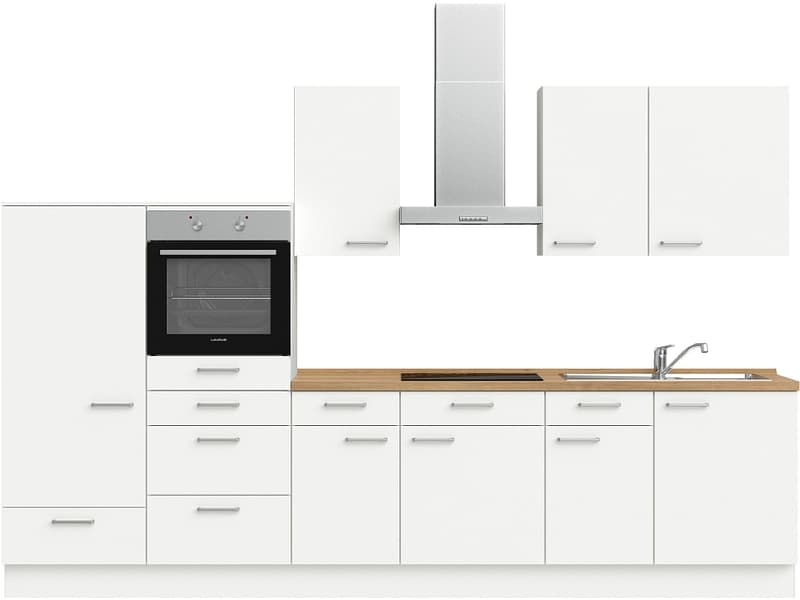 Komplette Küche mit Elektrogeräten MODUSET TOUCH CLASSIC Alpinweiß 60x330cm