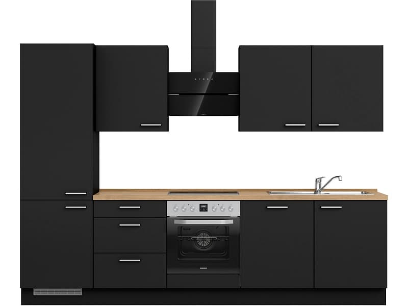 Komplette Küche mit Elektrogeräten MODUSET TOUCH PREMIUM Schwarz 60x300cm