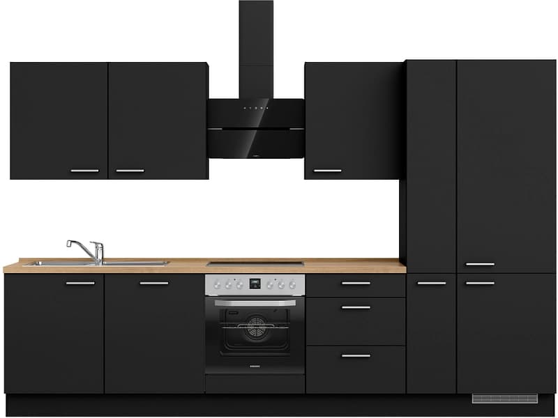 Komplette Küche mit Elektrogeräten MODUSET TOUCH PREMIUM Schwarz 60x330cm