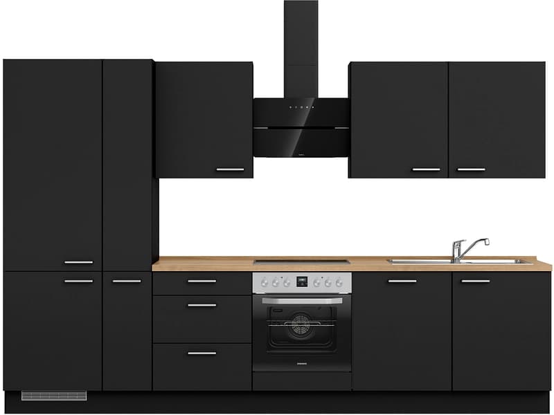 Komplette Küche mit Elektrogeräten MODUSET TOUCH PREMIUM Schwarz 60x330cm