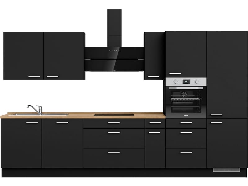 Komplette Küche mit Elektrogeräten MODUSET TOUCH PREMIUM Schwarz 60x360cm