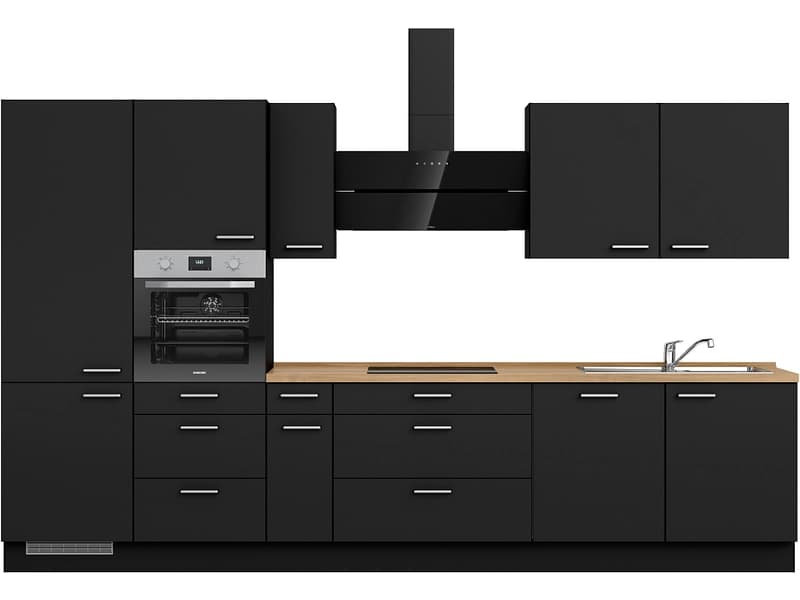 Komplette Küche mit Elektrogeräten MODUSET TOUCH PREMIUM Schwarz 60x360cm