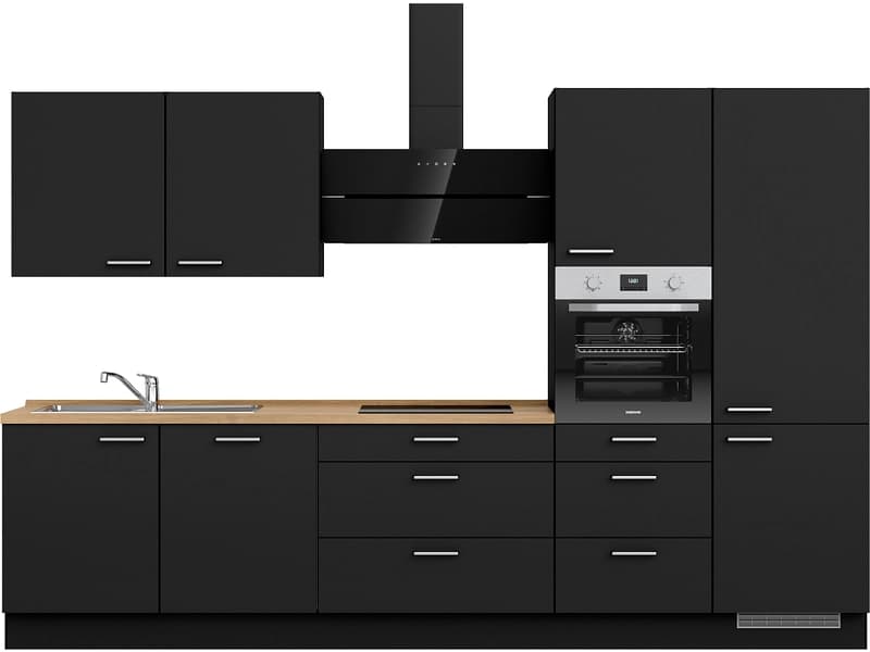 Komplette Küche mit Elektrogeräten MODUSET TOUCH PREMIUM Schwarz 60x330cm