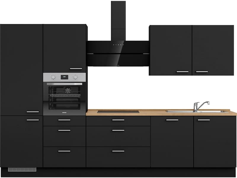 Komplette Küche mit Elektrogeräten MODUSET TOUCH PREMIUM Schwarz 60x330cm