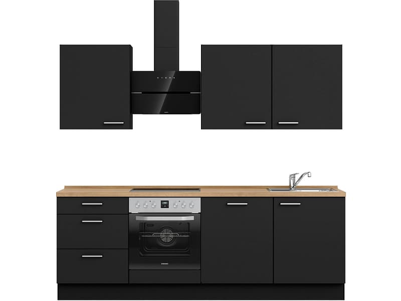 Komplette Küche mit Elektrogeräten MODUSET TOUCH PREMIUM Schwarz 60x240cm