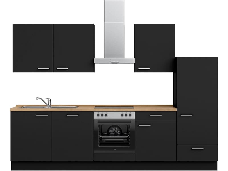 Komplette Küche mit Elektrogeräten MODUSET TOUCH CLASSIC Schwarz 60x300cm