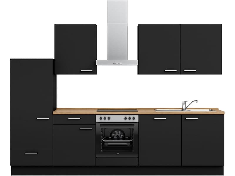 Komplette Küche mit Elektrogeräten MODUSET TOUCH CLASSIC Schwarz 60x300cm
