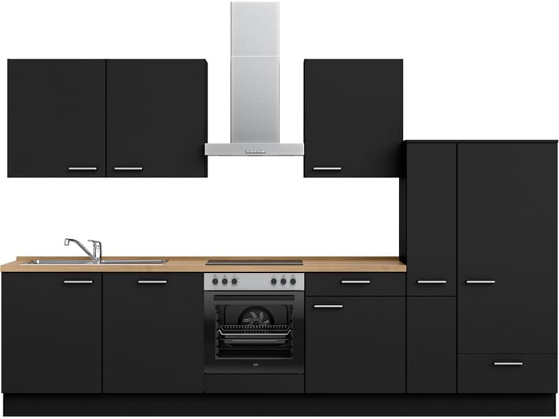 Komplette Küche mit Elektrogeräten MODUSET TOUCH CLASSIC Schwarz 60x330cm