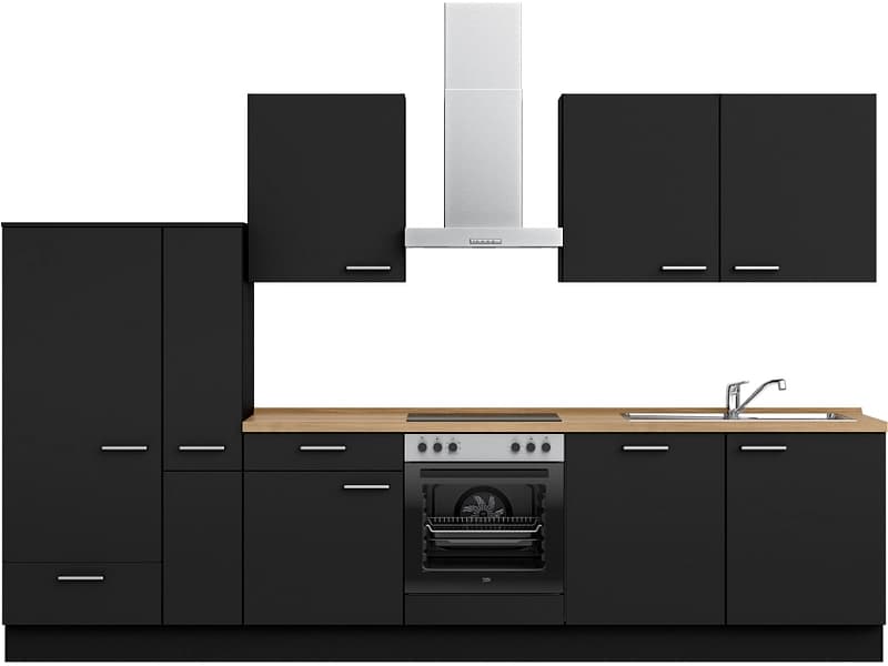 Komplette Küche mit Elektrogeräten MODUSET TOUCH CLASSIC Schwarz 60x330cm