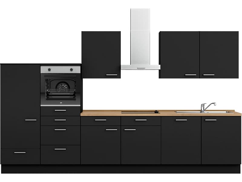 Komplette Küche mit Elektrogeräten MODUSET TOUCH CLASSIC Schwarz 60x360cm