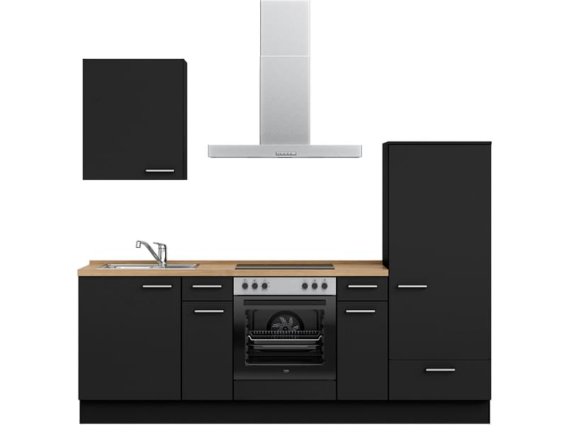Komplette Küche mit Elektrogeräten MODUSET TOUCH CLASSIC Schwarz 60x240cm