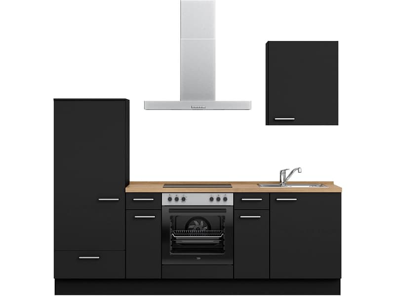 Komplette Küche mit Elektrogeräten MODUSET TOUCH CLASSIC Schwarz 60x240cm