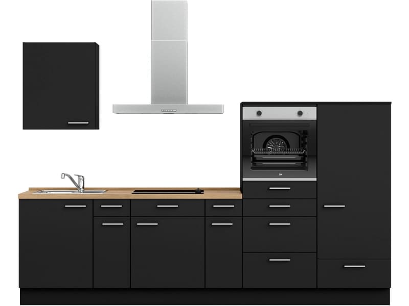 Komplette Küche mit Elektrogeräten MODUSET TOUCH CLASSIC Schwarz 60x300cm