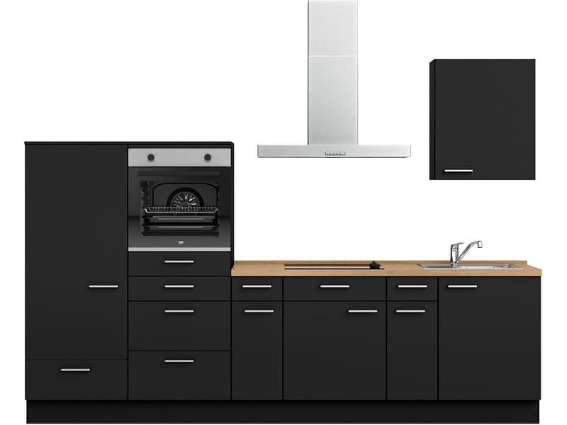 Komplette Küche mit Elektrogeräten MODUSET TOUCH CLASSIC Schwarz 60x300cm