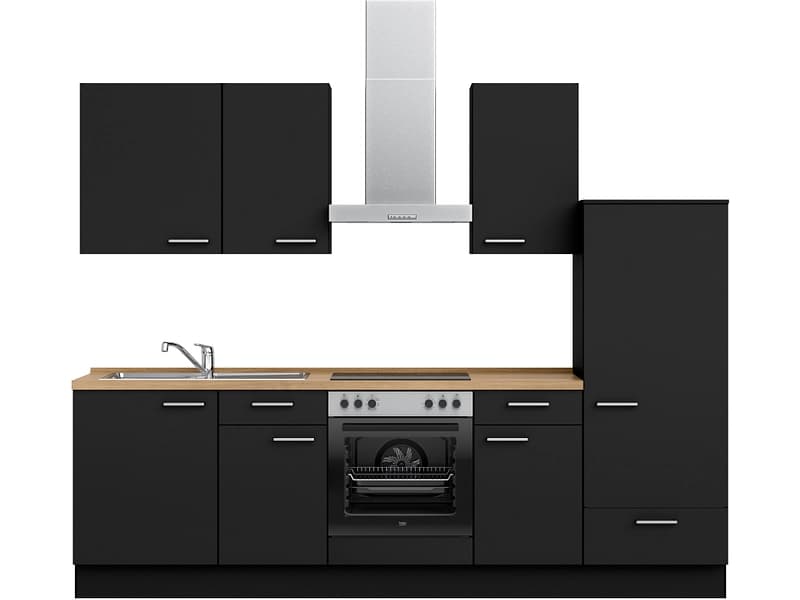 Komplette Küche mit Elektrogeräten MODUSET TOUCH CLASSIC Schwarz 60x270cm