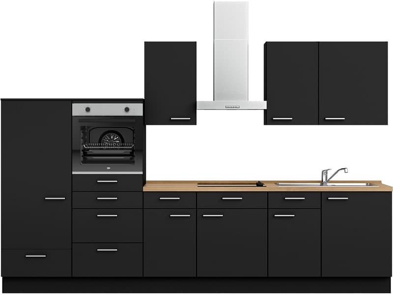 Komplette Küche mit Elektrogeräten MODUSET TOUCH CLASSIC Schwarz 60x330cm