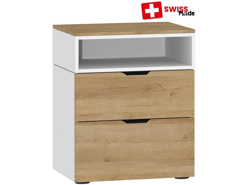 Nachttisch EVOLUTION 2 Schubladen 43x45x55cm eiche ton melamin