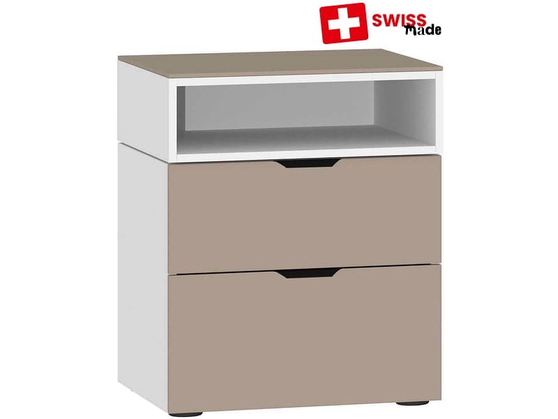 Nachttisch EVOLUTION 2 Schubladen 43x45x55cm taupe melamin