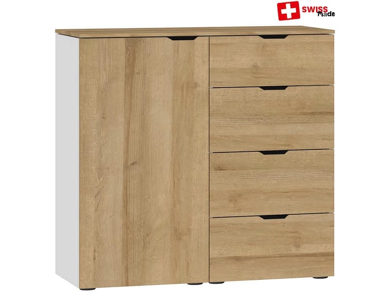Kommode EVOLUTION 1 Tür 4 Schubladen 43x90x87cm eiche ton melamin