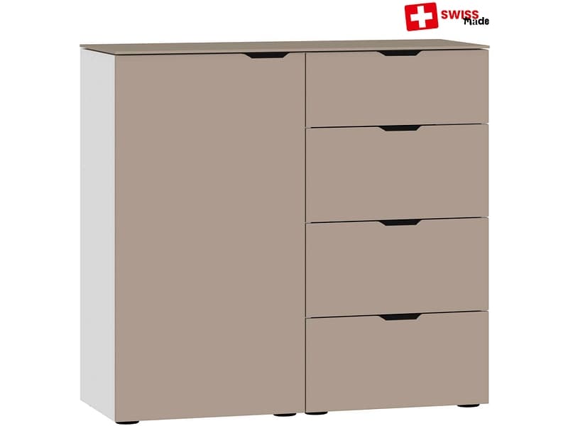 Kommode EVOLUTION 1 Tür 4 Schubladen 43x90x87cm taupe melamin