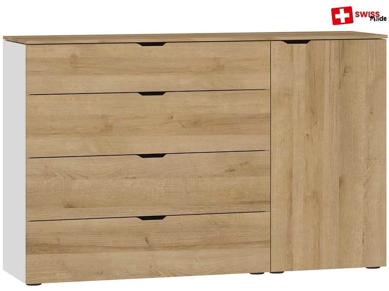 Kommode EVOLUTION 1 Tür 4 Schubladen 43x135x87cm eiche ton melamin