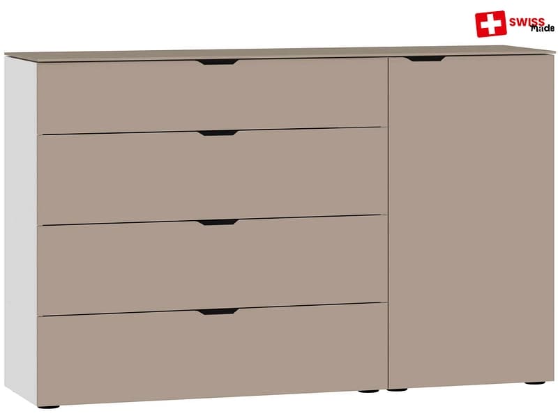 Kommode EVOLUTION 1 Tür 4 Schubladen 43x135x87cm taupe melamin