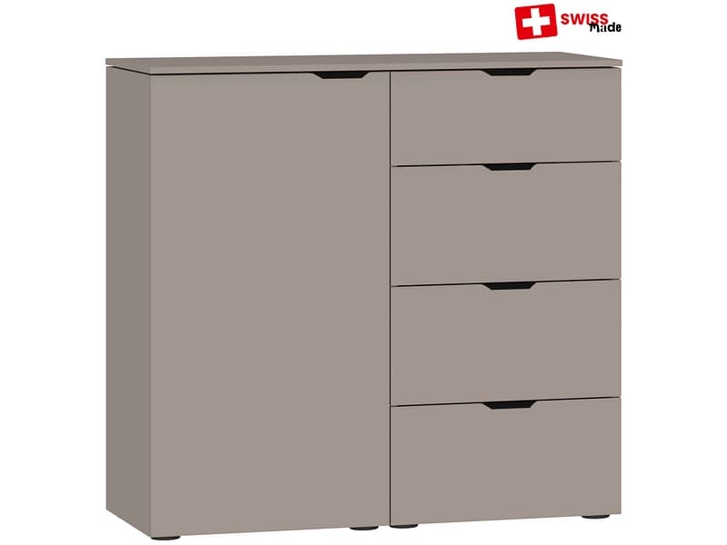 Kommode EVOLUTION 1 Tür 4 Schubladen 43x90x87cm taupe melamin