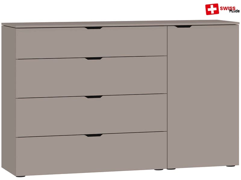 Kommode EVOLUTION 1 Tür 4 Schubladen 43x135x87cm taupe melamin