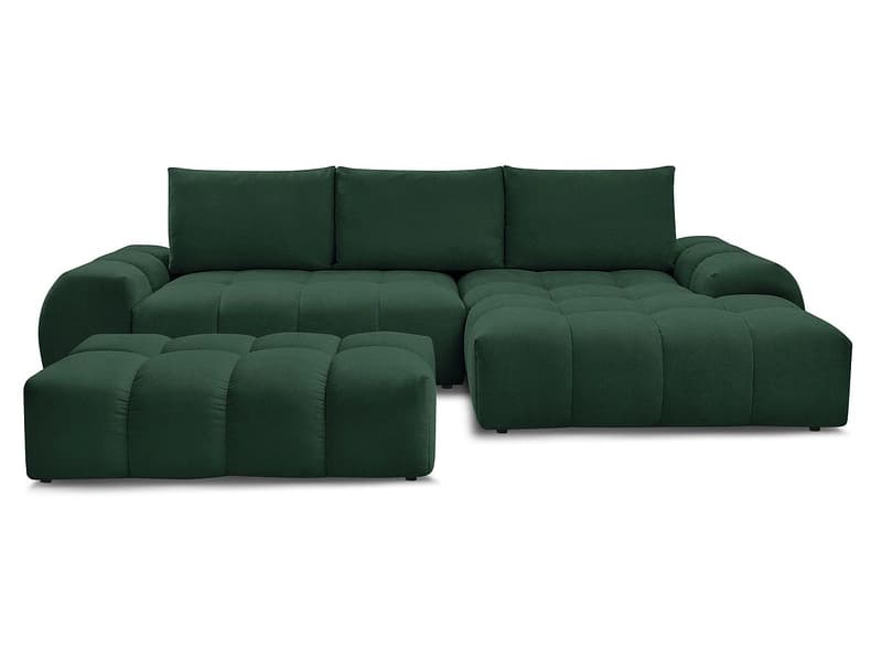 Ecksofa mit Hocker BOBOCHIC EVEREST Stoff mit Textur grün