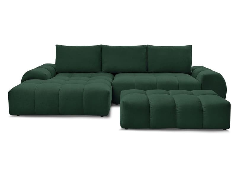 Ecksofa mit Hocker BOBOCHIC EVEREST Stoff mit Textur grün