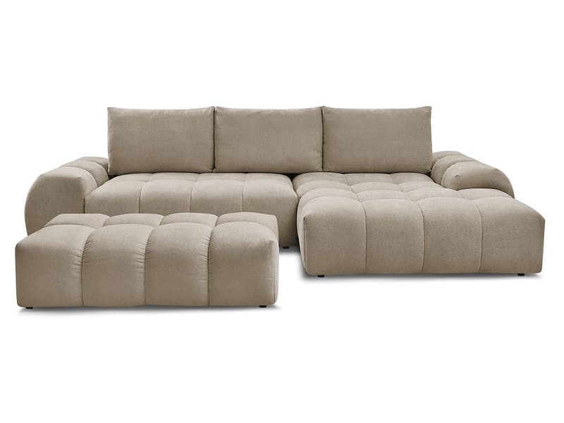 Ecksofa mit Hocker BOBOCHIC EVEREST Stoff mit Textur taupe