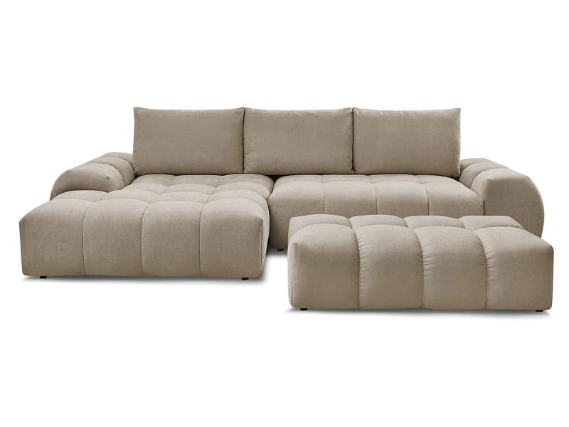Ecksofa mit Hocker BOBOCHIC EVEREST Stoff mit Textur taupe