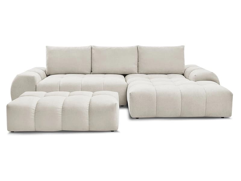 Ecksofa mit Hocker BOBOCHIC EVEREST Stoff mit Textur beige