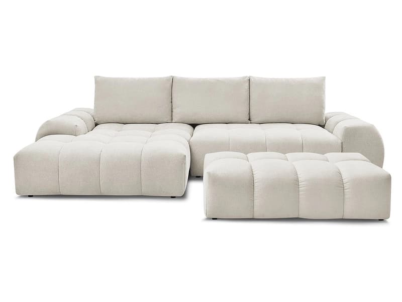 Ecksofa mit Hocker BOBOCHIC EVEREST Stoff mit Textur beige