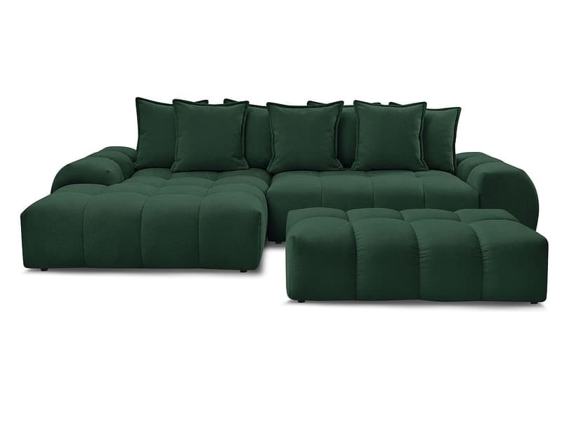 Ecksofa mit Hocker BOBOCHIC EVEREST Stoff mit Textur grün