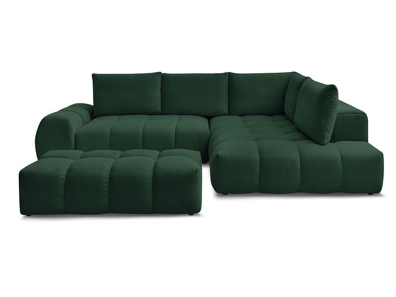 Ecksofa mit Hocker BOBOCHIC EVEREST Stoff mit Textur grün