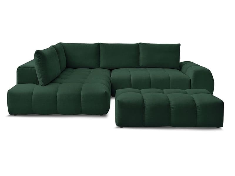 Ecksofa mit Hocker BOBOCHIC EVEREST Stoff mit Textur grün