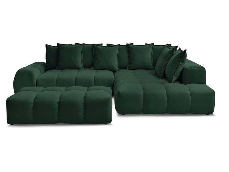 Ecksofa mit Hocker BOBOCHIC EVEREST Stoff mit Textur grün