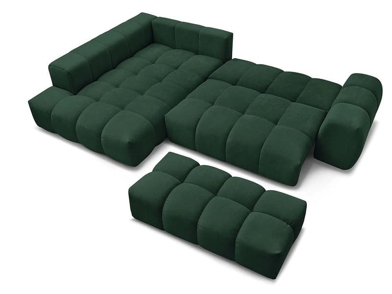 Ecksofa mit Hocker BOBOCHIC EVEREST Stoff mit Textur grün