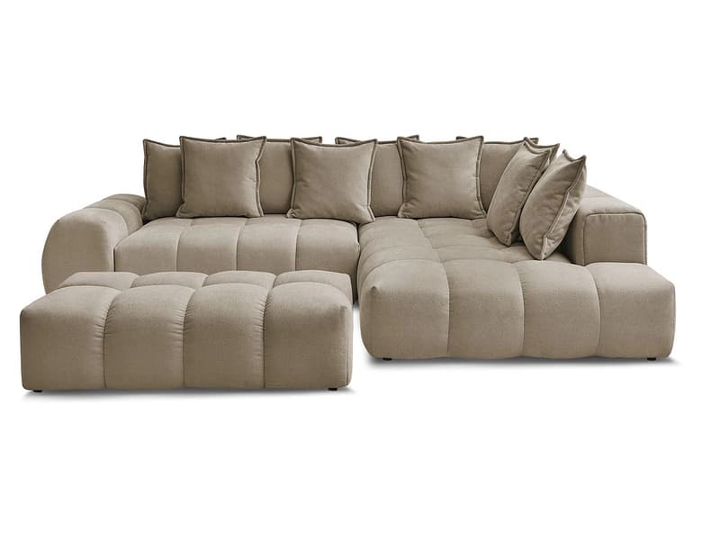 Ecksofa mit Hocker BOBOCHIC EVEREST Stoff mit Textur taupe