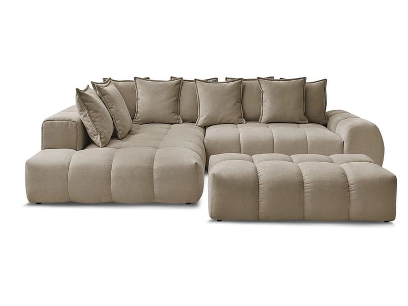 Ecksofa mit Hocker BOBOCHIC EVEREST Stoff mit Textur taupe