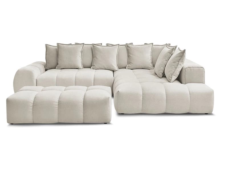 Ecksofa mit Hocker BOBOCHIC EVEREST Stoff mit Textur beige